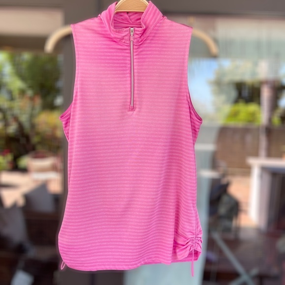 PGA TOUR APPAREL ~ Pink Sleeveless Tonal
Stripe Mock Collar Top ~ Size Small - Picture 5 of 9